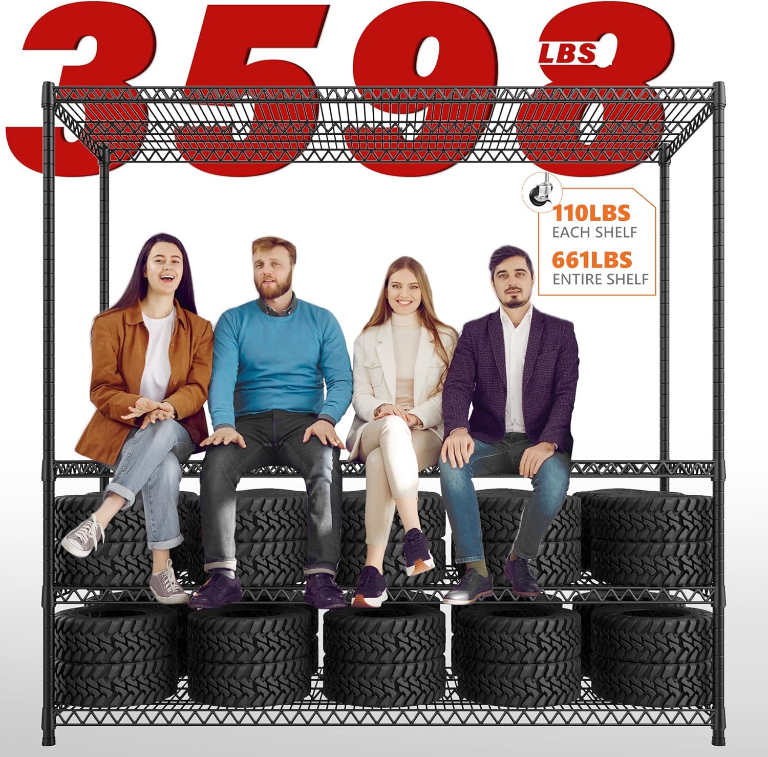 REIBII 60''W X 82.6" H Steel Heavy Duty Wire Shelving Unit with Wheels, 6-Tier Adjustable Storage Shelves 3598LBS Commercial Metal Shelves for Pantry, Garage, College Dorm School Industrial Shelving - NestledHome