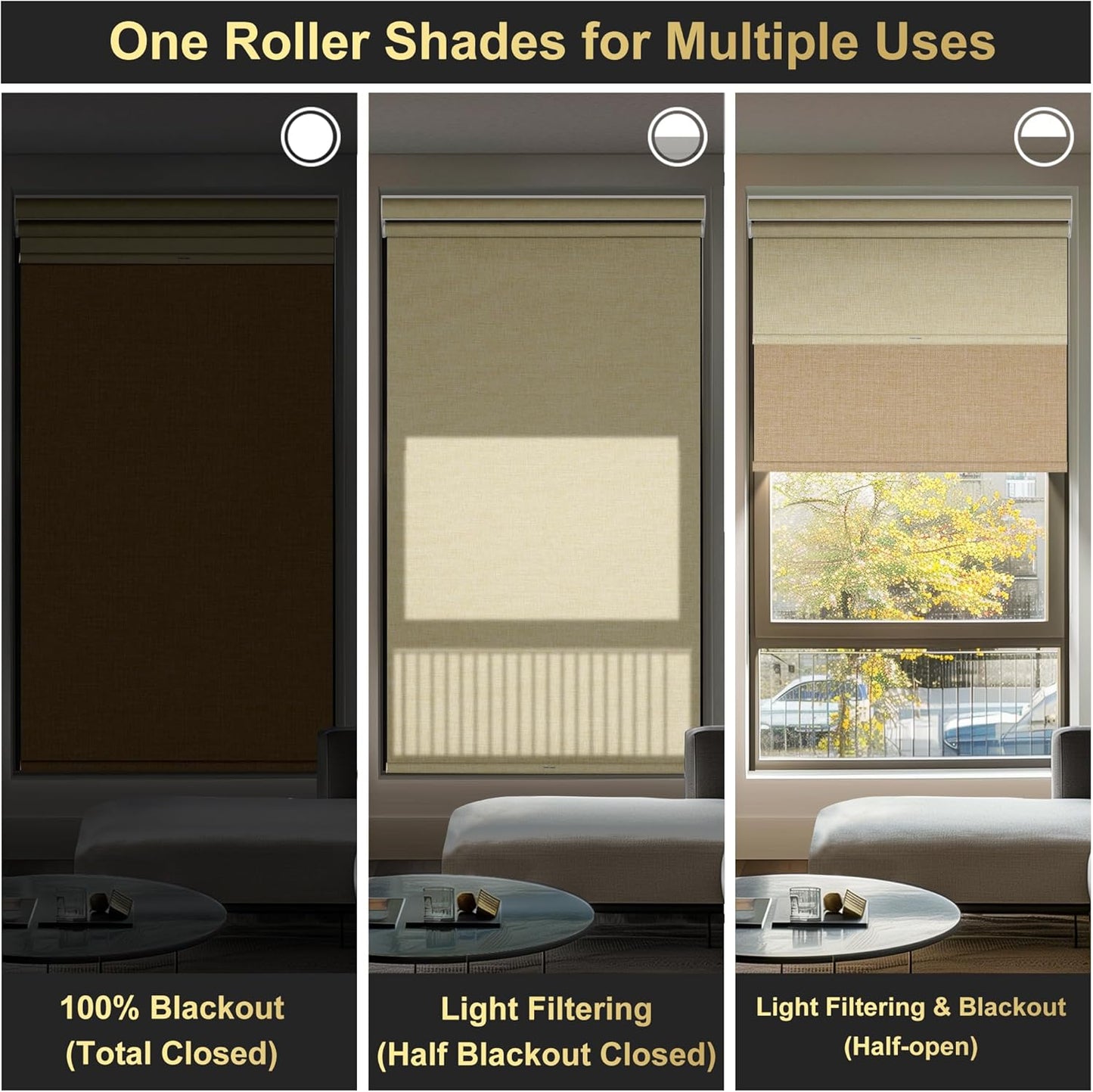 BERISSA Cordless Dual Roller Shades with Cassette Valance, Double Window Shades - Blackout and Light Filtering, Day and Night for Home Office Door. Linen Beige. 27 W x 44" H