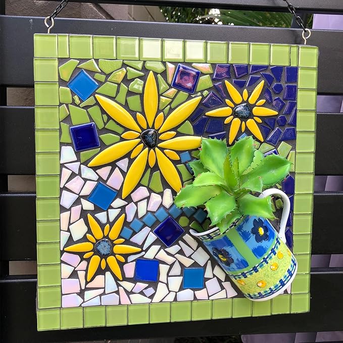 Youway Style Green Glass Mosaic Tiles for Crafts Bulk,200g Broken Glass Tiles for DIY Spring Mosaic Art Decor,Garden Mosaic Supplies