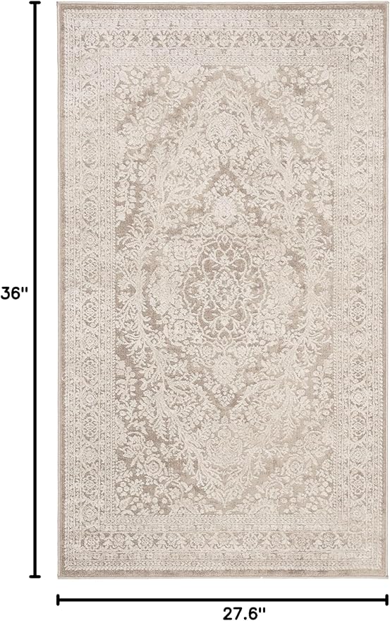 SAFAVIEH Reflection Collection Accent Rug - 2'3" x 3', Beige & Cream, Non-Shedding & Easy Cleaning, Ideal for Entryway, Living Room, Bedroom (RFT668A)