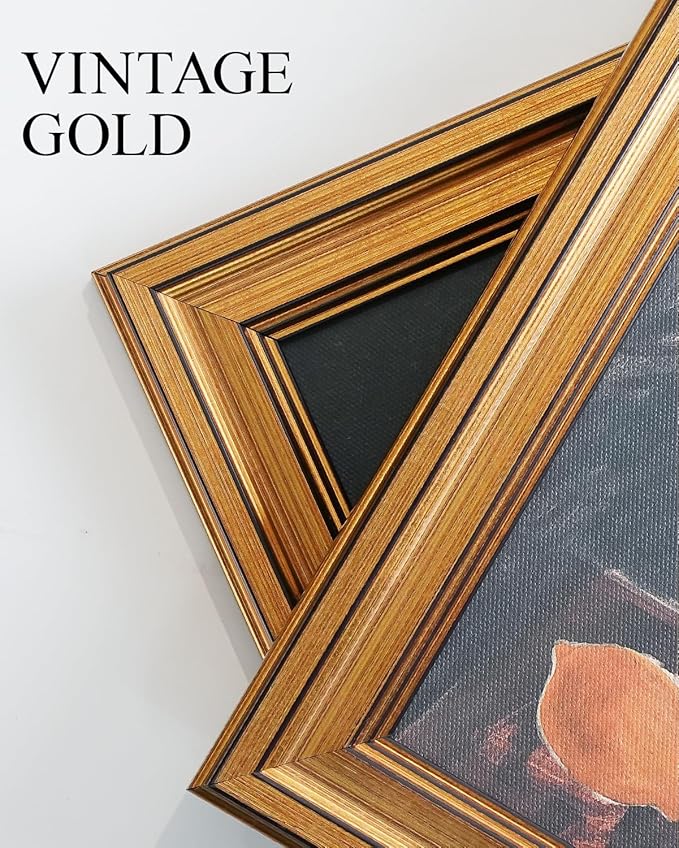 VIYYIEA Vintage Gold Framed Wall Art for Living Room, Birds Canvas Prints Home Decor, Sketch Painting Picture, Bedroom Wall Decor Gifts for Friends or Family -【Hummingbird】-(10L x 8W)