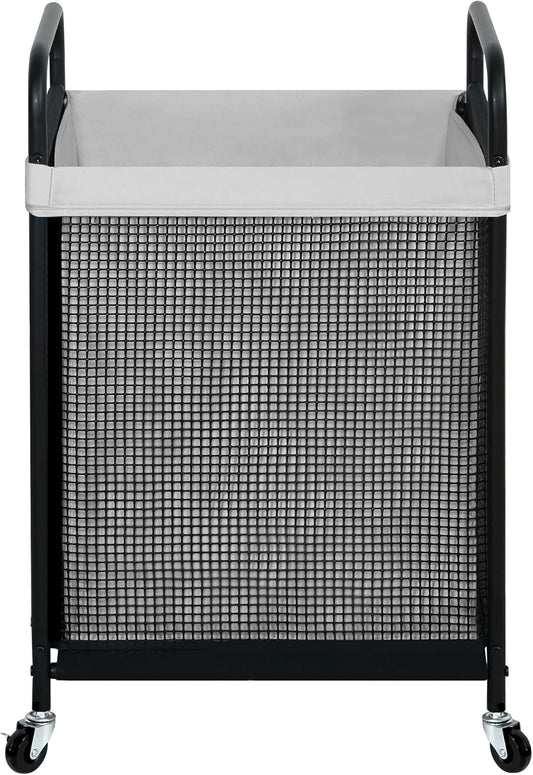 STO STO Laundry Hamper, 90L Rolling Laundry Sorter Cart with Removable and Washable Liner Bag, Rolling Clothes Hamper with Metal Handle for Laundry Room and Bedroom, Gray - NestledHome