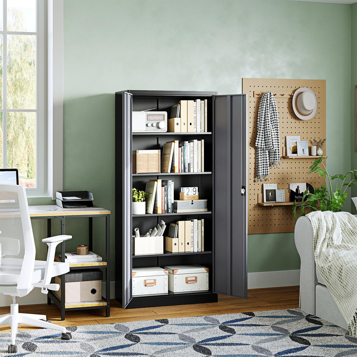 Metal Garage Storage Cabinets with Lock Door and Adjustable Shelves