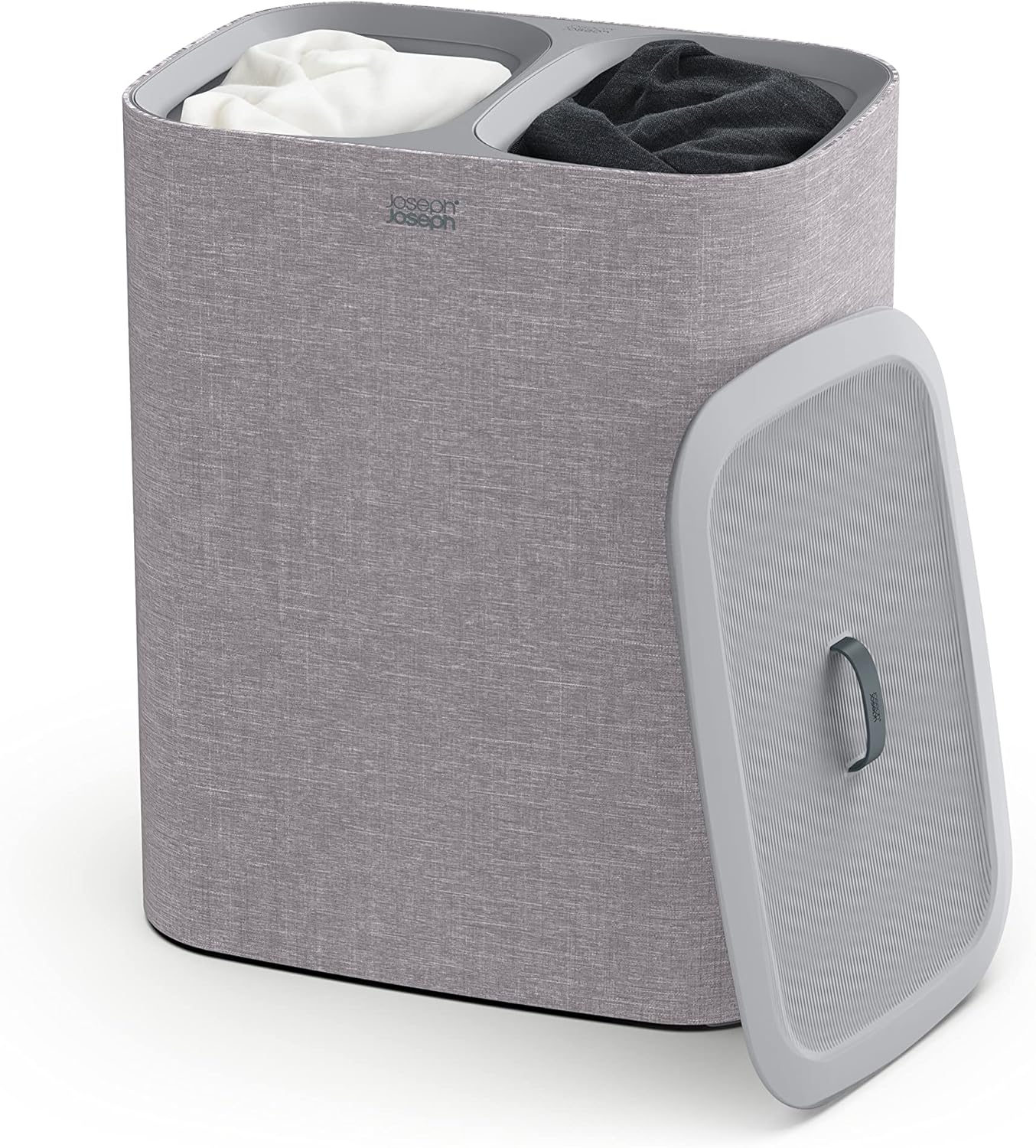 Joseph Joseph Tota 90 liter/23.8 gallon Laundry Hamper Separation Basket with lid, 2 Removable Washing Bags with Handles - Gray - NestledHome