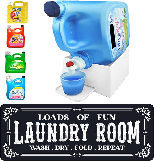 TidyFriend Laundry Detergent Holder with Laundry Room Rug Runner, Detergent Stand for Spill Protection, Non-Slip Runner Mat, and Stylish Room Organizer for Home & Laundry Spaces - NestledHome