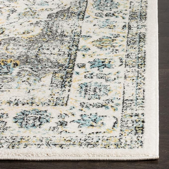 SAFAVIEH Area Rug 12x18 - Evoke Collection - Large - Grey & Gold, Shabby Chic Oriental Medallion Design, Non-Shedding & Easy to Clean, Ideal for Living Room, Bedroom, Dining Space (EVK220B)