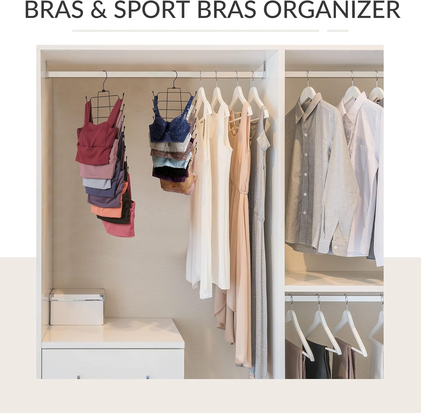 ZEDODIER Tank Top Hanger, 4 Pack Space Saving Bra Hangers, Non-Slip Hanging Sport Bras Holder, Closet Organizers and Storage for Camisoles Tank Tops Bras Ties Swimsuits Strappy Dress, Black - NestledHome
