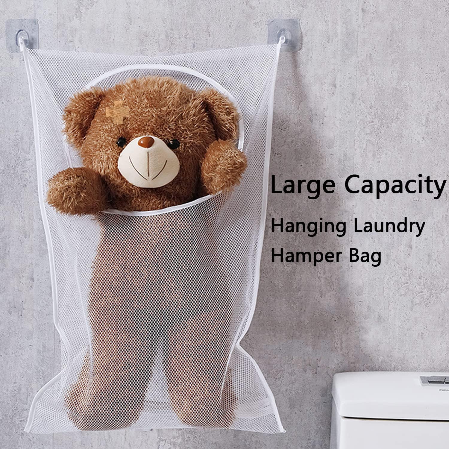 Resdenio Hanging Laundry Hamper Bag, Portable Laundry Bag, 30 x 20 Inch Large Foldable Wall Hanging Laundry Basket with 2 Adhesive Hooks for Dirty Clothes Organization and Storage - NestledHome