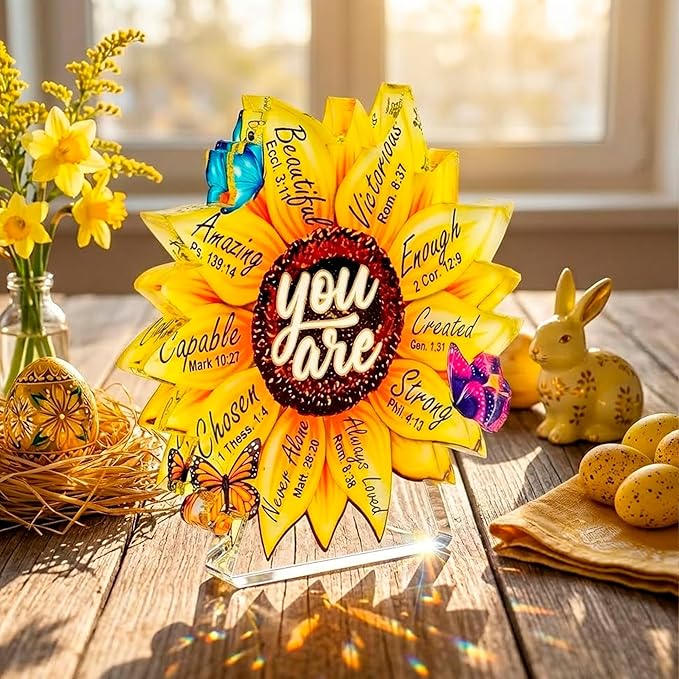 Mothers day Mom Gifts - Christian gifts for women Mothers Day Sunflower Decor with Bible Verses Gift for Women, Faith-Based Inspirational Gift for Friends, Mom, Sister, Girl, Coworker, Christian