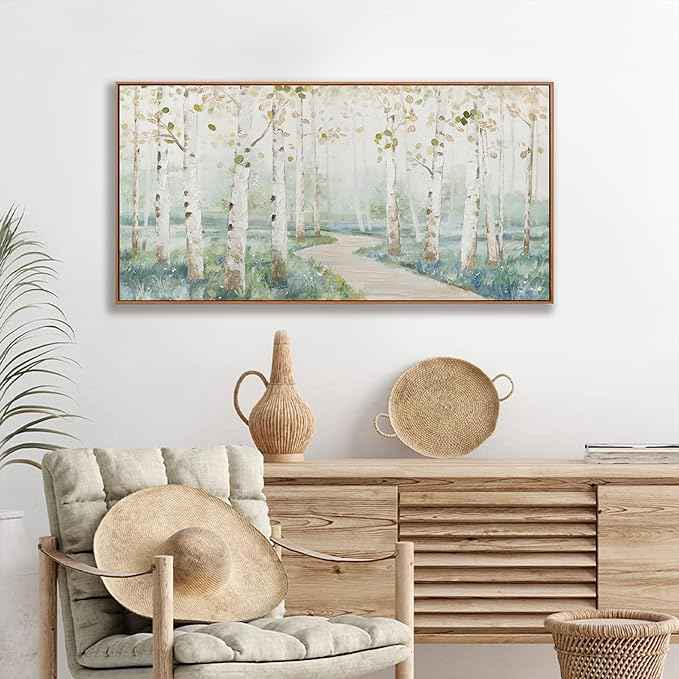 Framed Wall Art Decor Home Decor Wall Art Prints Colorful Forest Path Modern Natural Landscape Wall Art Canvas Decorations for Living Room Wall Bedroom Kitchen Office Decor 20×40 in