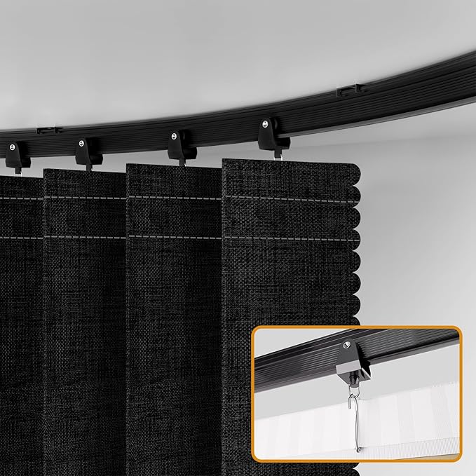 Accordion-Style Room Divider with Ceiling Track - Foldable Partition Curtain, Easy Installation(Black 180" W x 84" L-Pack of 1)