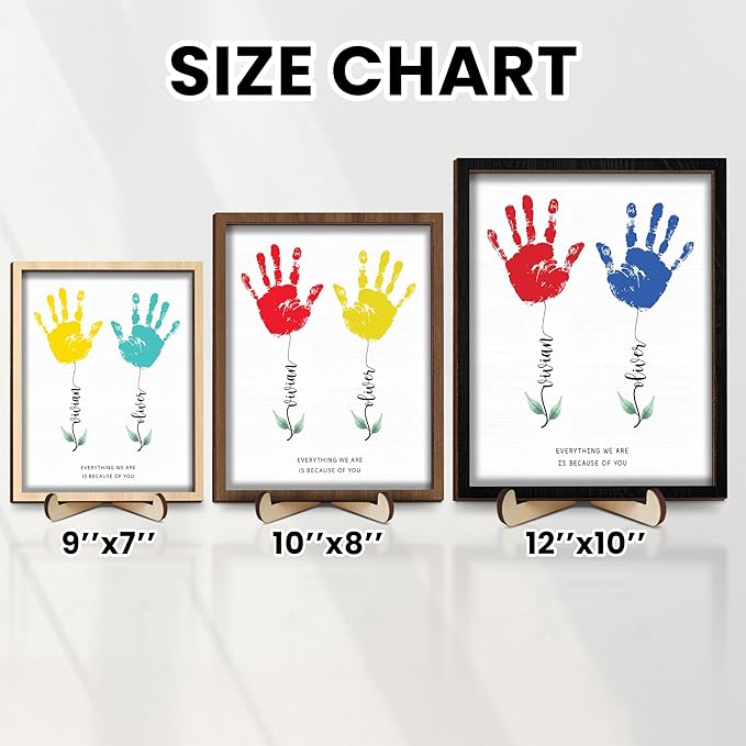 Personalized Mothers Day Handprint Gift, Kids Art Frame with Paint, Family Handprint Kit, Custom Art Craft Keepsake Sign, Gifts for New Parents, Mom, Grandma Nana, Nursery Home Decor