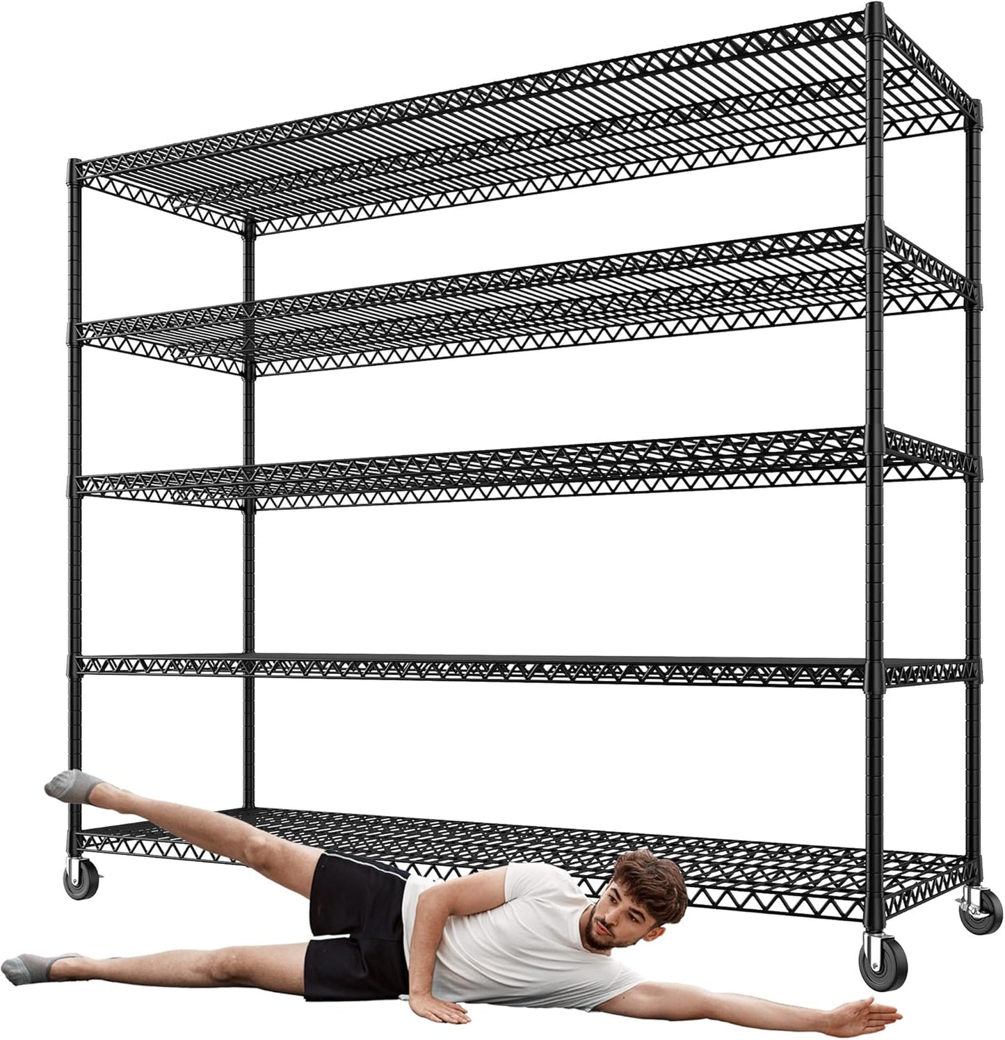 REIBII 73" H Storage Shelves Wire Shelving with Wheels 3200 lbs Heavy Duty Steel Metal Shelving Unit Shelf Rack for Warehouses,Garage, Kitchen, School,Commercial,73" H X 60”W X 18" D - NestledHome