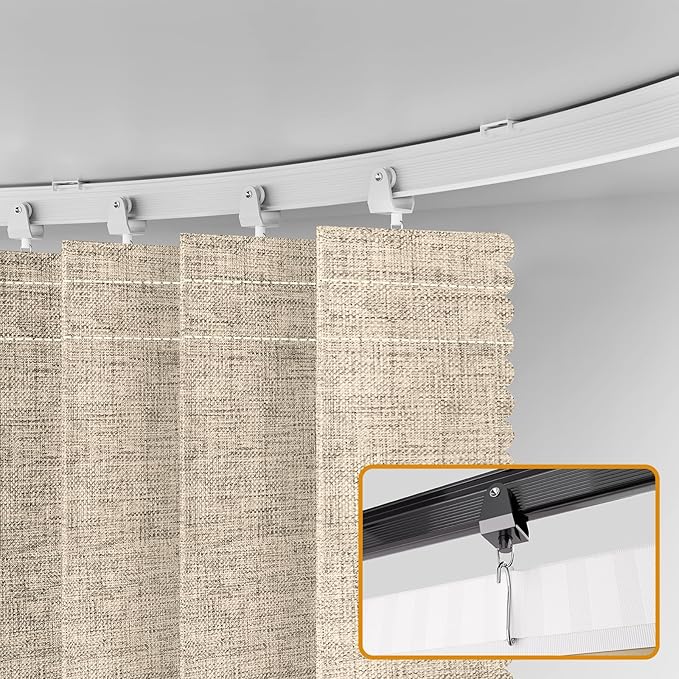 ILRON Accordion Folding Room Partition with Ceiling Track - Retractable Room Divider Curtain, Effortless Setup(Beige 100" W x 96" L-Pack of 1)