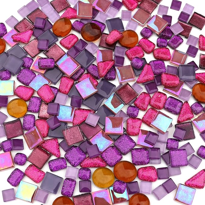 LITMIND Assorted Purple Irregular Crystal Mosaic Tiles, 9oz Value Pack - Perfect for Art Crafts, Mosaic Making Projects, Home Decor, and More