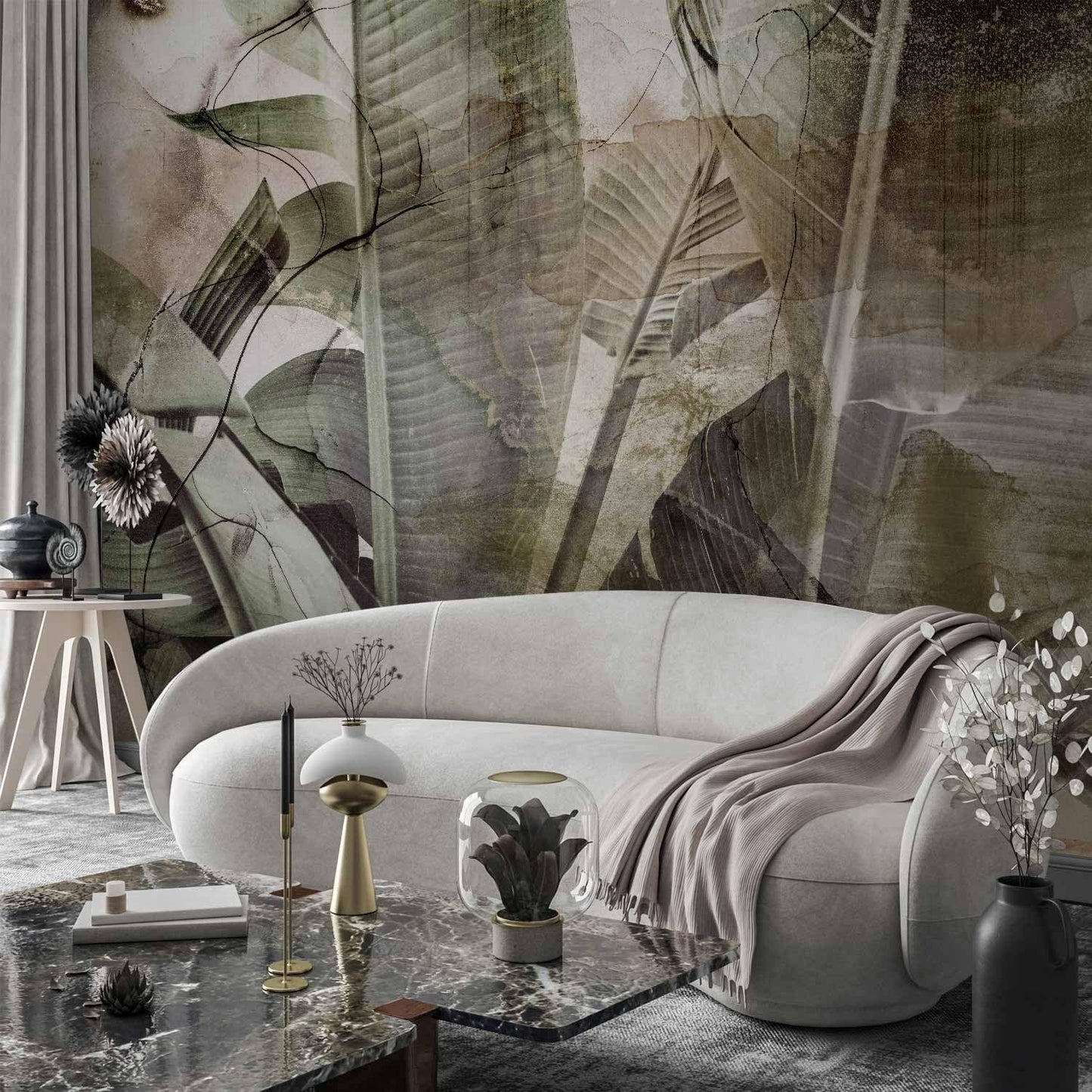 artgeist Wall Mural Tropical Leaves 118x83 in - XXL Non-Woven Wallpaper Fleece Wall Decor Photo Print Picture Image Design Plant Jungle Nature Like Painted b-C-0776-a-a