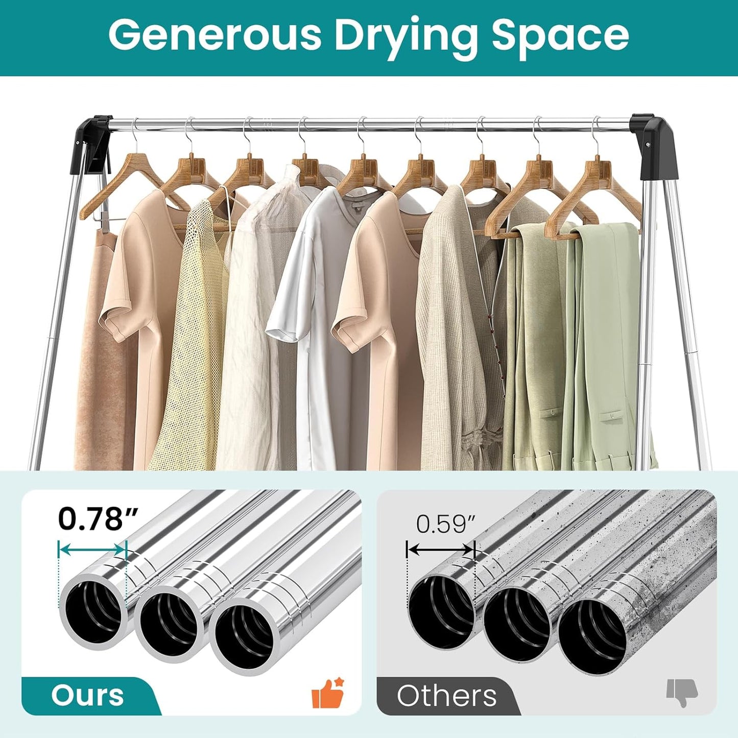 APEXCHASER Foldable Clothes Drying Rack, 55'' Collapsible Laundry Clothes Airer Width Heavy Duty Hanger for Sweaters Baby Clothes Towels Portable Indoor Outdoor for Home Travel - NestledHome