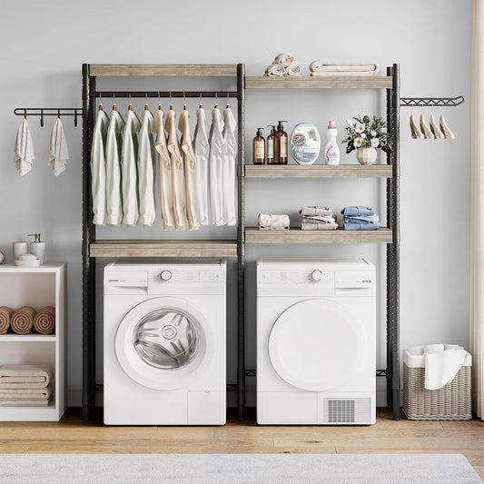 Double Row Over Washer and Dryer Storage Shelves, Laundry Room Organization and Storage, Heavy Duty Laundry Room Shelves, with Adjustable Height, 5-Tier - NestledHome