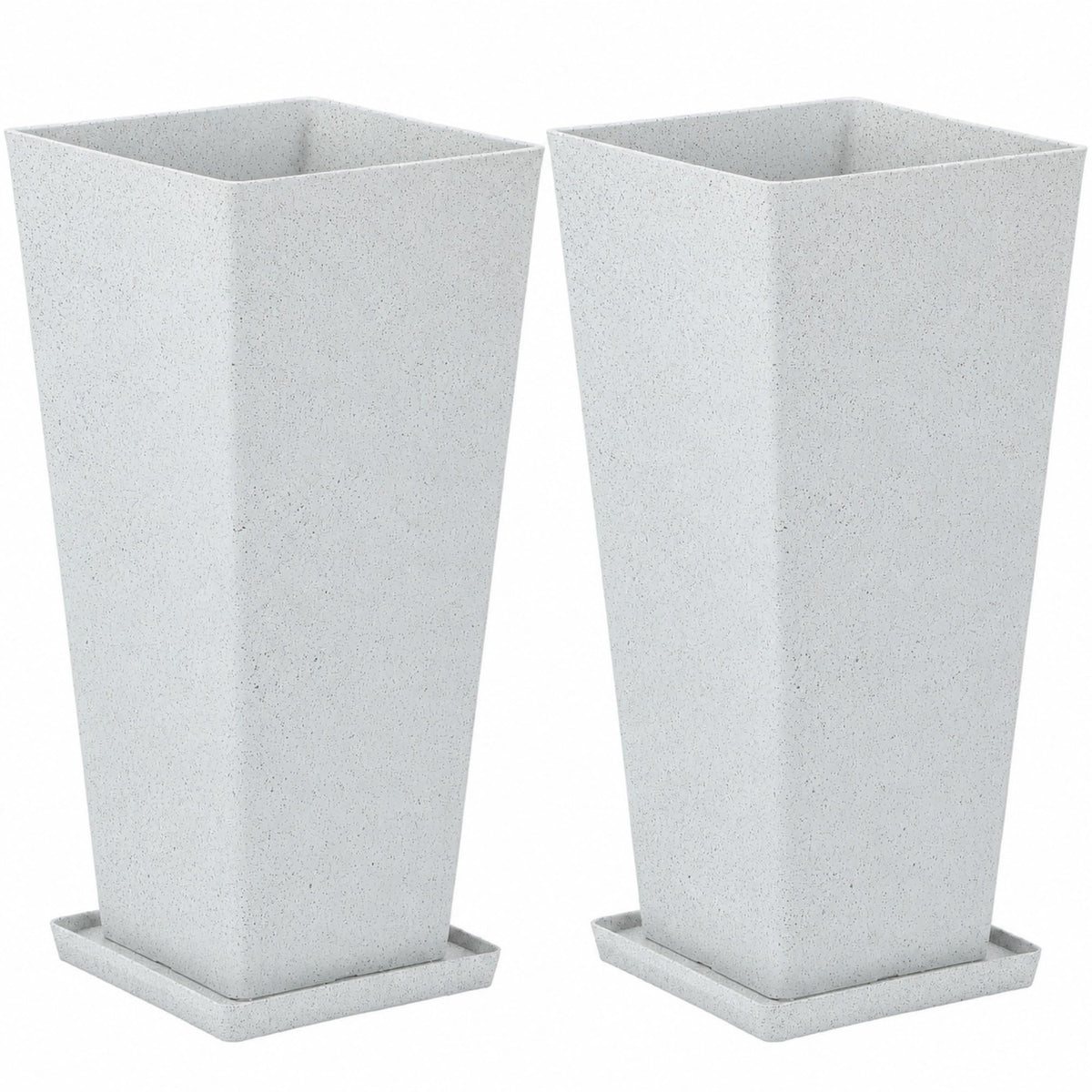 Autodaya 28" Plant Pots Tall Planters for Outdoor Plants Set of 2 with Tray (2 Count)