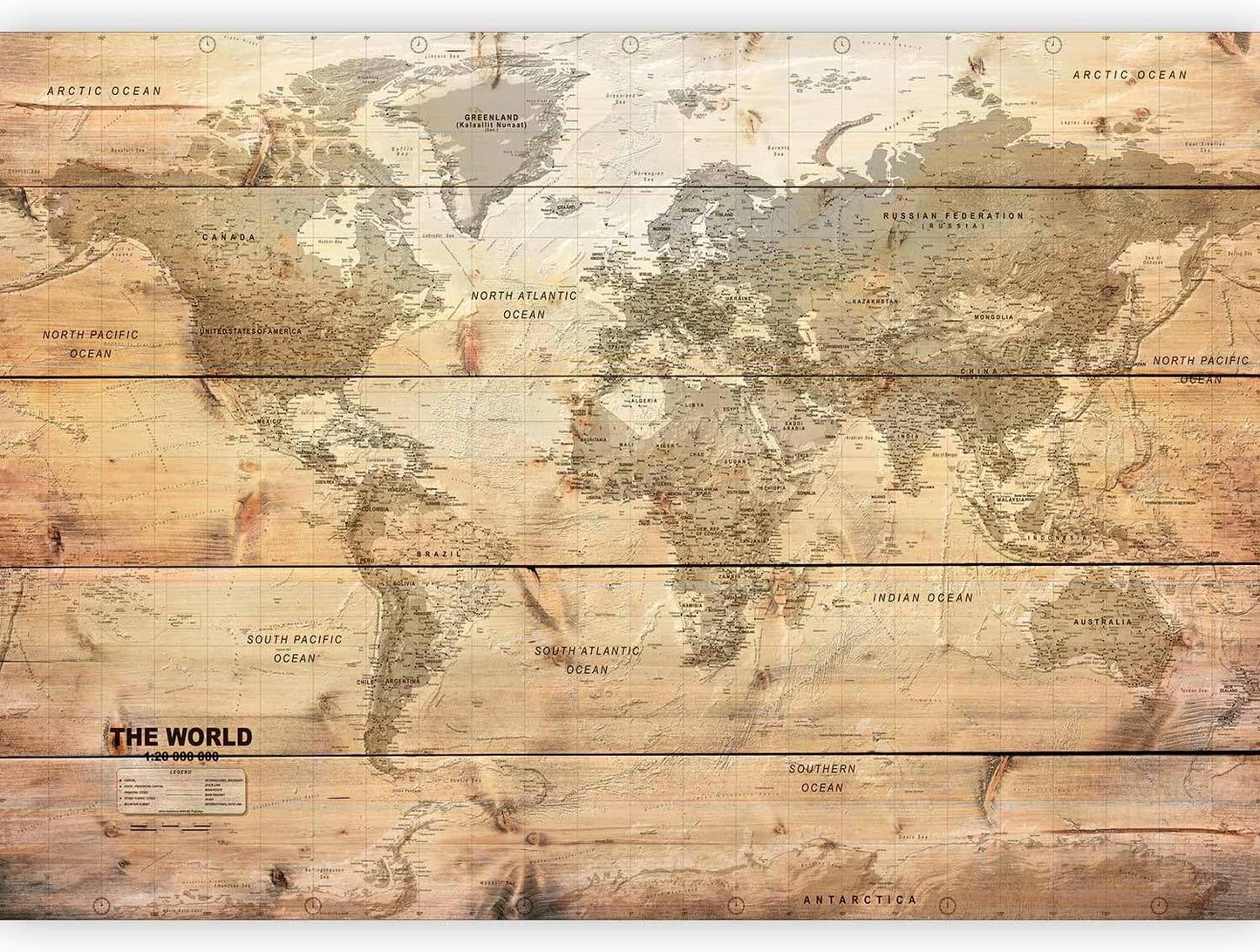 artgeist Wall Mural World Map 193x138 in - XXL Peel and Stick Self-Adhesive Wallpaper Removable Large Sticker Foil Wall Decor Print Picture Image Design Map of The World k-A-0218-a-a