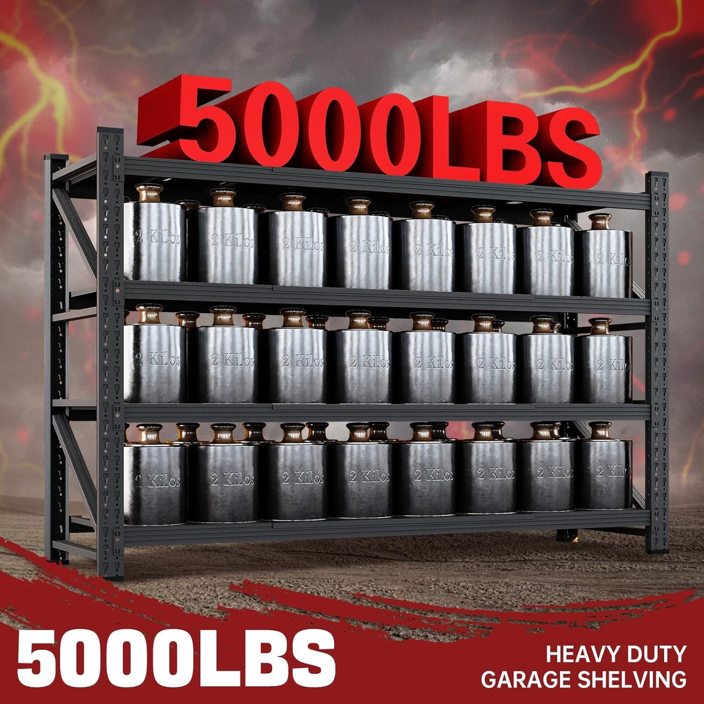5000LBS Storage Shelves,71" W Garage Shelving Heavy Duty Metal Adjustable Garage Shelves, Shelving Units Industrial Shelving for Warehouse,71" W x 24" D x 69" H,Black - NestledHome