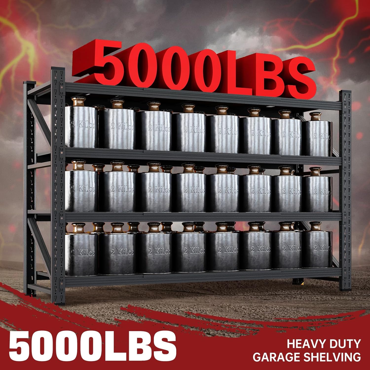 5000LBS Storage Shelves,71" W Garage Shelving Heavy Duty Metal Adjustable Garage Shelves, Shelving Units Industrial Shelving for Warehouse,71" W x 24" D x 69" H,Black - NestledHome