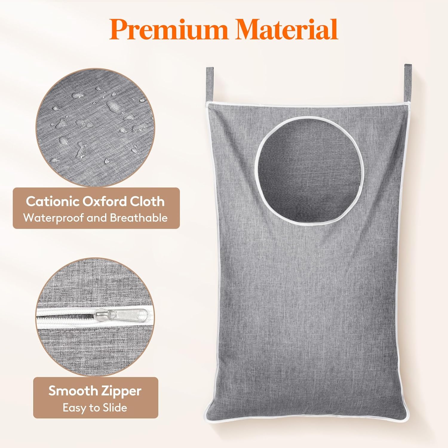 Lifewit 2 Pack Over Door Laundry Hamper, Large Collapsible Hanging Laundry Hamper, Hanging Laundry Basket Bag for Bathroom Bedroom Dirty Clothes Storage Organizer, Light Gray - NestledHome