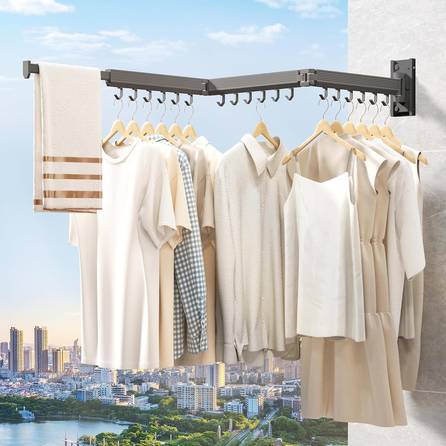 Laundry Drying Rack,Drying & Clothes Rack,Wall Mounted,Retractable & Collapsible, Grey - NestledHome