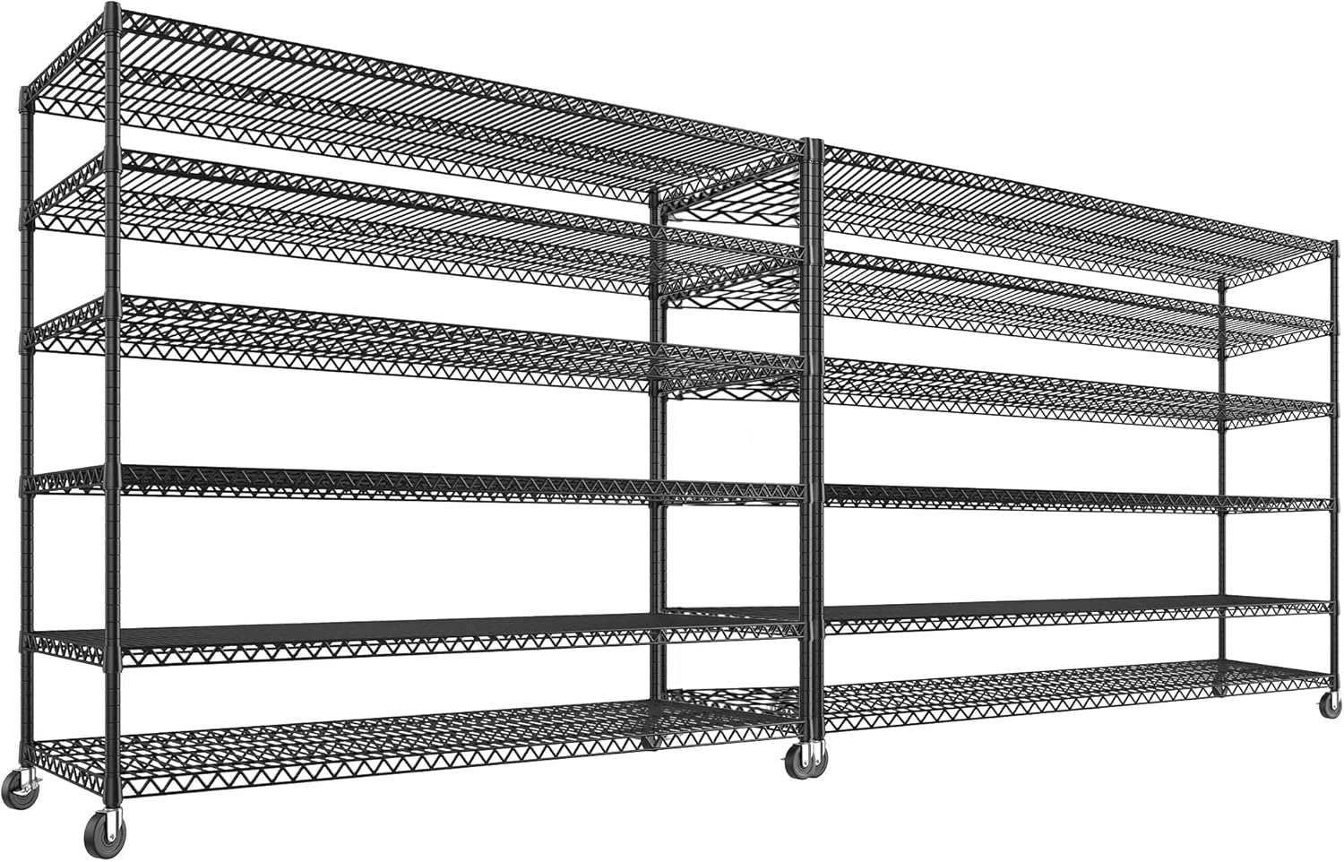 REIBII 60''W X 82.6" H Steel Heavy Duty Wire Shelving Unit with Wheels, 6-Tier Adjustable Storage Shelves 3598LBS Commercial Metal Shelves for Pantry, Garage, College Dorm Industrial Shelving, 2 Pack - NestledHome