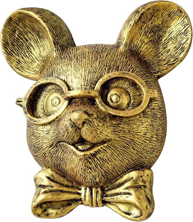 montresor Animal Head Wall Art Sculptures Gold Rat Vintage 3D Wall Decor Art for Whimsigoth Home Wall Decor Lightweight Material Accent Wall Hanging Room Decor for Men Maximalist Decor (Rat)