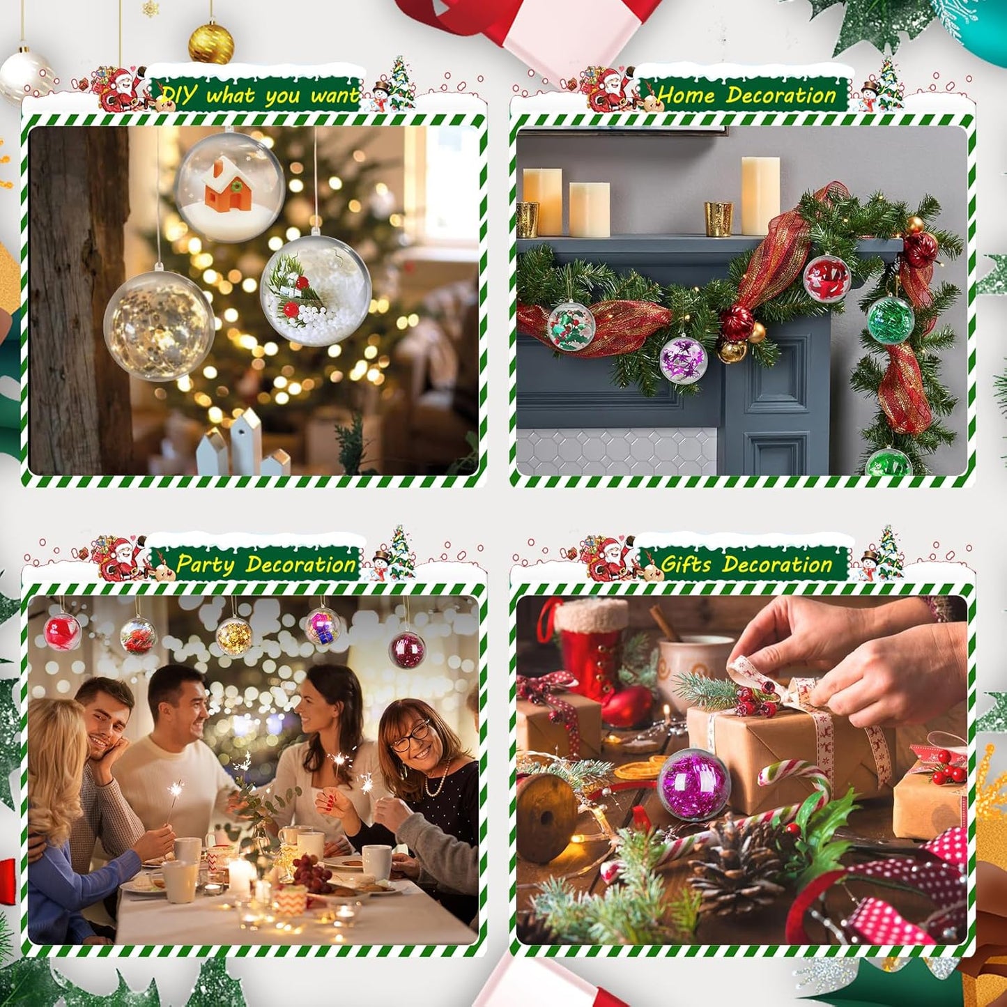 20PCS Christmas Ornaments,5CM Clear Plastic Ornaments Balls,Clear Christmas Ornament for Crafts,Acrylic Fillable Xmas Tree Ornament Balls for DIY,Wedding,Parclearty and Valentine's Day (S-5CM)