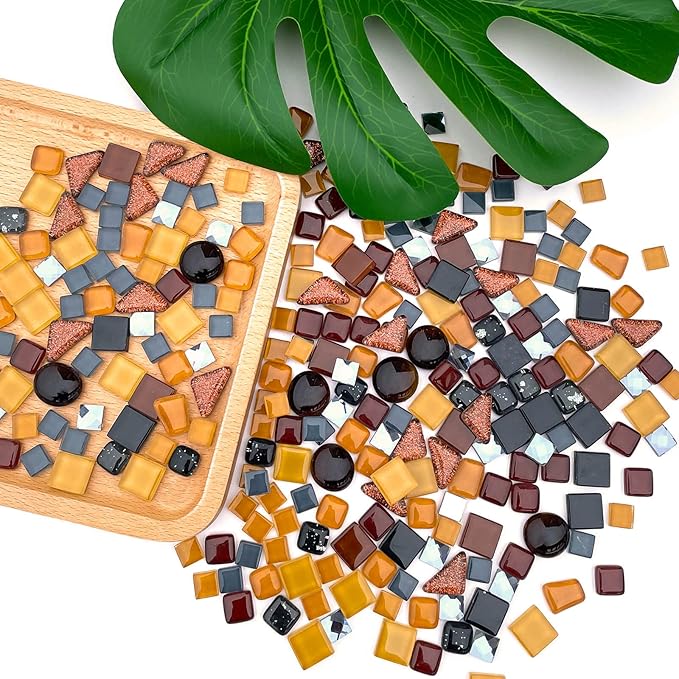 LITMIND Assorted Black Irregular Crystal Mosaic Tiles, 9oz Value Pack - Perfect for Art Crafts, Mosaic Making Projects, Home Decor, and More