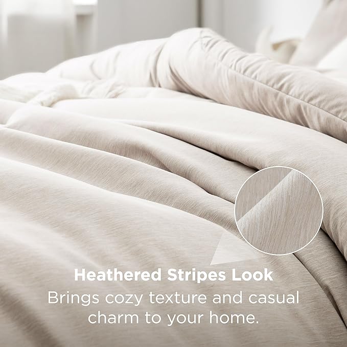 Bedsure Super King Comforter Set - Beige Soft Bedding for All Seasons, Cationic Dyed Bed Set, 3 Pieces, 1 Super King Size Comforter (120"x120") and 2 Pillow Shams (20"x36"+2")
