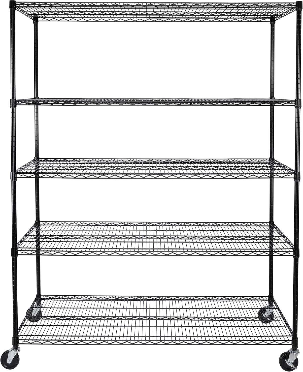 Seville Classics UltraDurable Heavy Duty NSF Solid Steel Wire Rack Storage Unit, Organizer for Garage, Warehouse, Office, Restaurant, Classroom, Kitchen, Black, 5-Tier Shelving, 60" W x 24" D - NestledHome