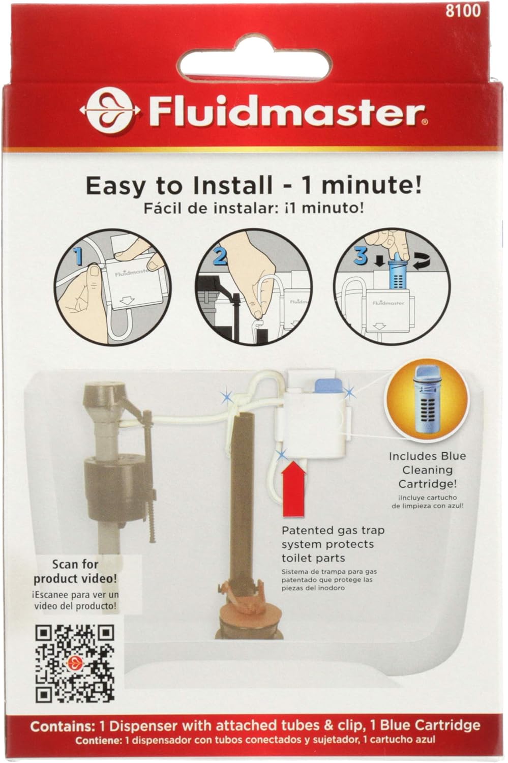 Fluidmaster 8100 Flush 'n Sparkle Automatic Toilet Bowl Cleaning System with Blue Cartridge, Upgraded Version - NestledHome