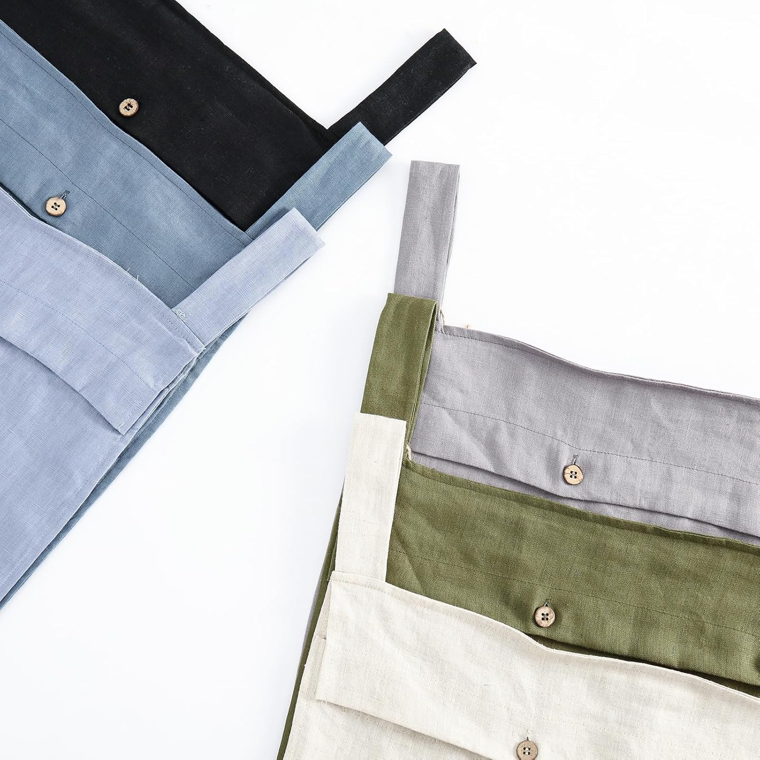 Linen Hanging Laundry Bag, 100% Linen Over The Door Laundry Hamper with Buttons and Zipper, Space Saving Door Hampers for Laundry Dirty Clothes Home Travel, Grey - NestledHome