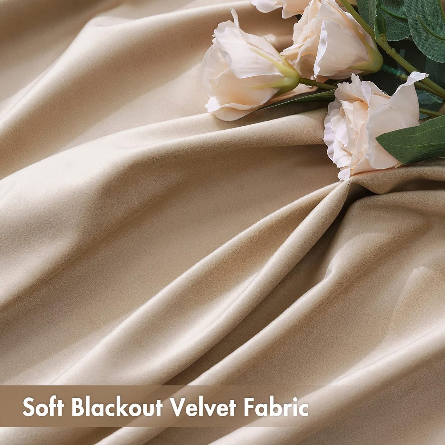 MIULEE Camel Beige Velvet Curtains Thermal Insulated Blackout Curtain Drapes for Bedroom Living Room Darkening 108 Inches Long Curtains Panels Rod Pocket Set of 2