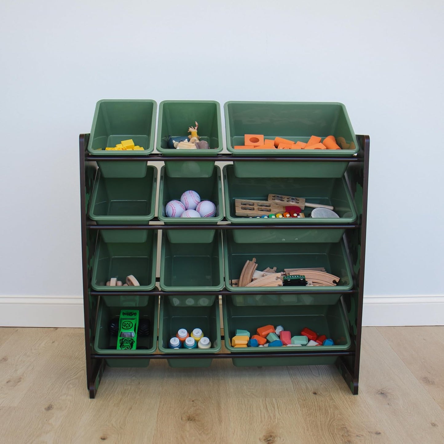 Humble Crew Kids Toy Storage Organizer with 12 Plastic Bins, Camo – Removable Bins for Playroom, Bedroom, Toddler Furniture for Boys and Girls Ages - NestledHome