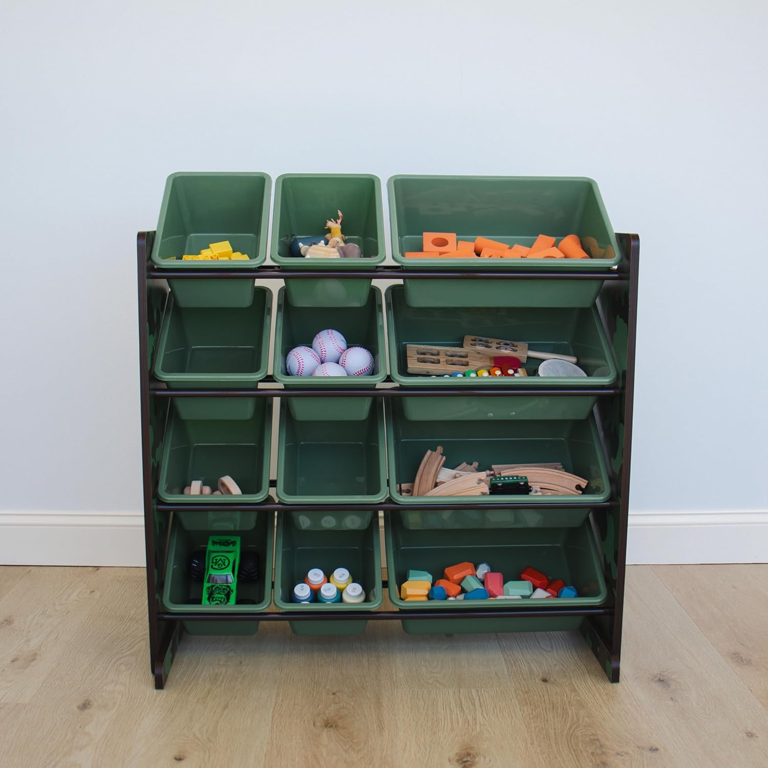 Humble Crew Kids Toy Storage Organizer with 12 Plastic Bins, Camo – Removable Bins for Playroom, Bedroom, Toddler Furniture for Boys and Girls Ages - NestledHome