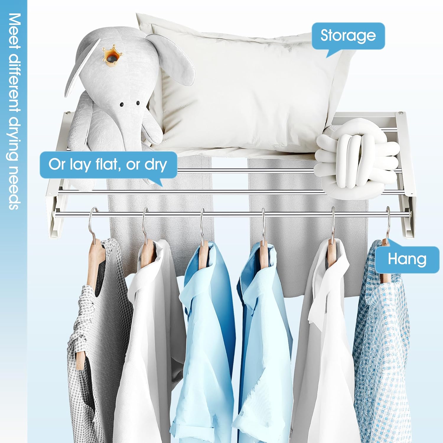Drying Rack Clothing,Clothes Drying Rack Wall Mounted,Collapsible Hanging Racks for Laundry,Laundry Drying Rack,Wall Mounted Clothes Rack(31.5"-White) (White, 31.5 Inch) - NestledHome