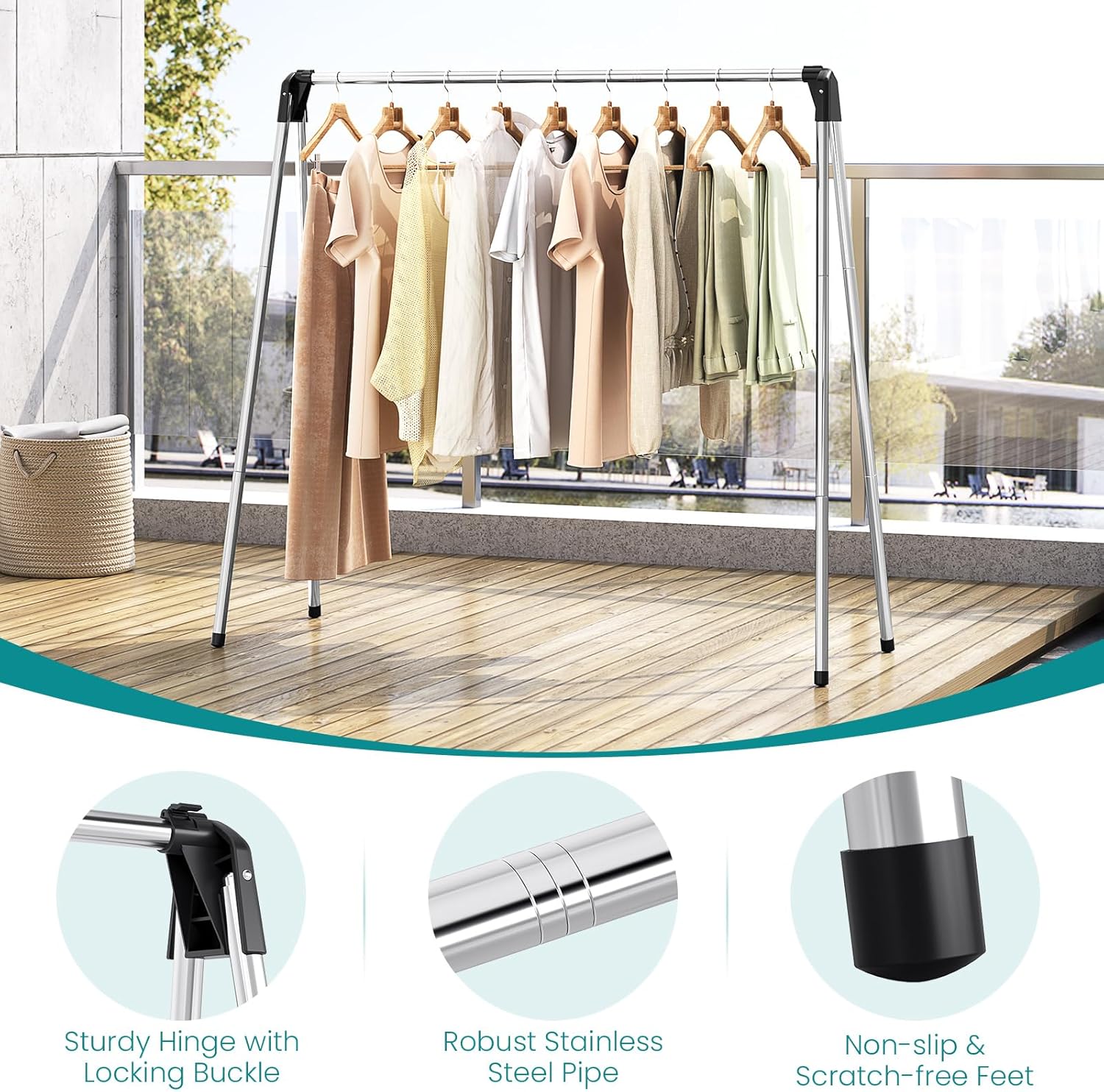APEXCHASER Foldable Clothes Drying Rack, 55'' Collapsible Laundry Clothes Airer Width Heavy Duty Hanger for Sweaters Baby Clothes Towels Portable Indoor Outdoor for Home Travel - NestledHome