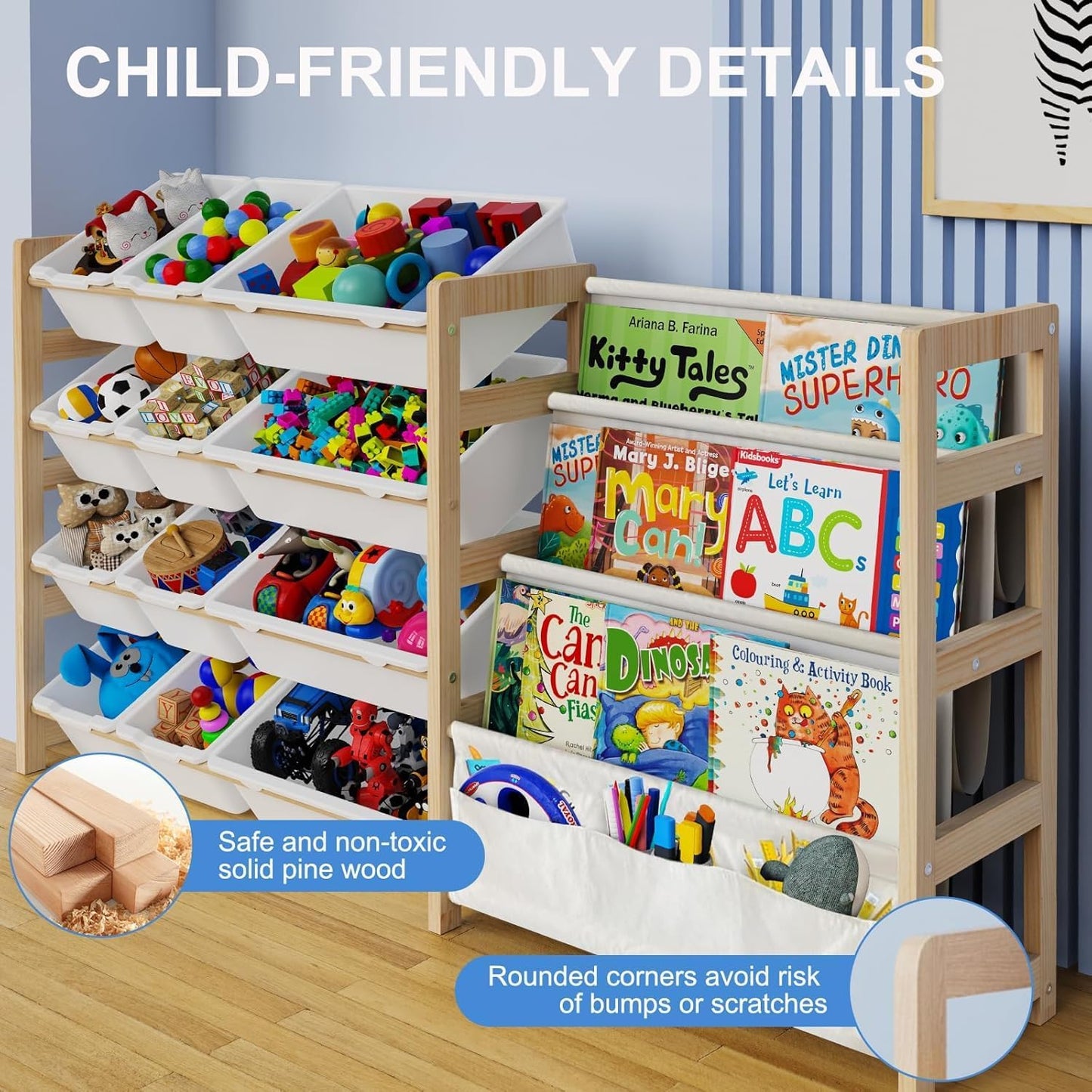 Large Toy Storage Organizer with Bookshelf, Toy Organizers and Storage with 12 Storage Bins, 4 Tier Multipurpose Toys Organizer Storage for Kids Room, Playroom, Nursery Room, White - NestledHome