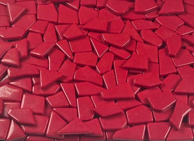 Irregular Glass Mosaic Tiles Bulk 500g Glossy and Iridescent Mosaic Glass Tiles for DIY Projects and Arts and Crafts Solid Colors and Mixes (Glossy Red)