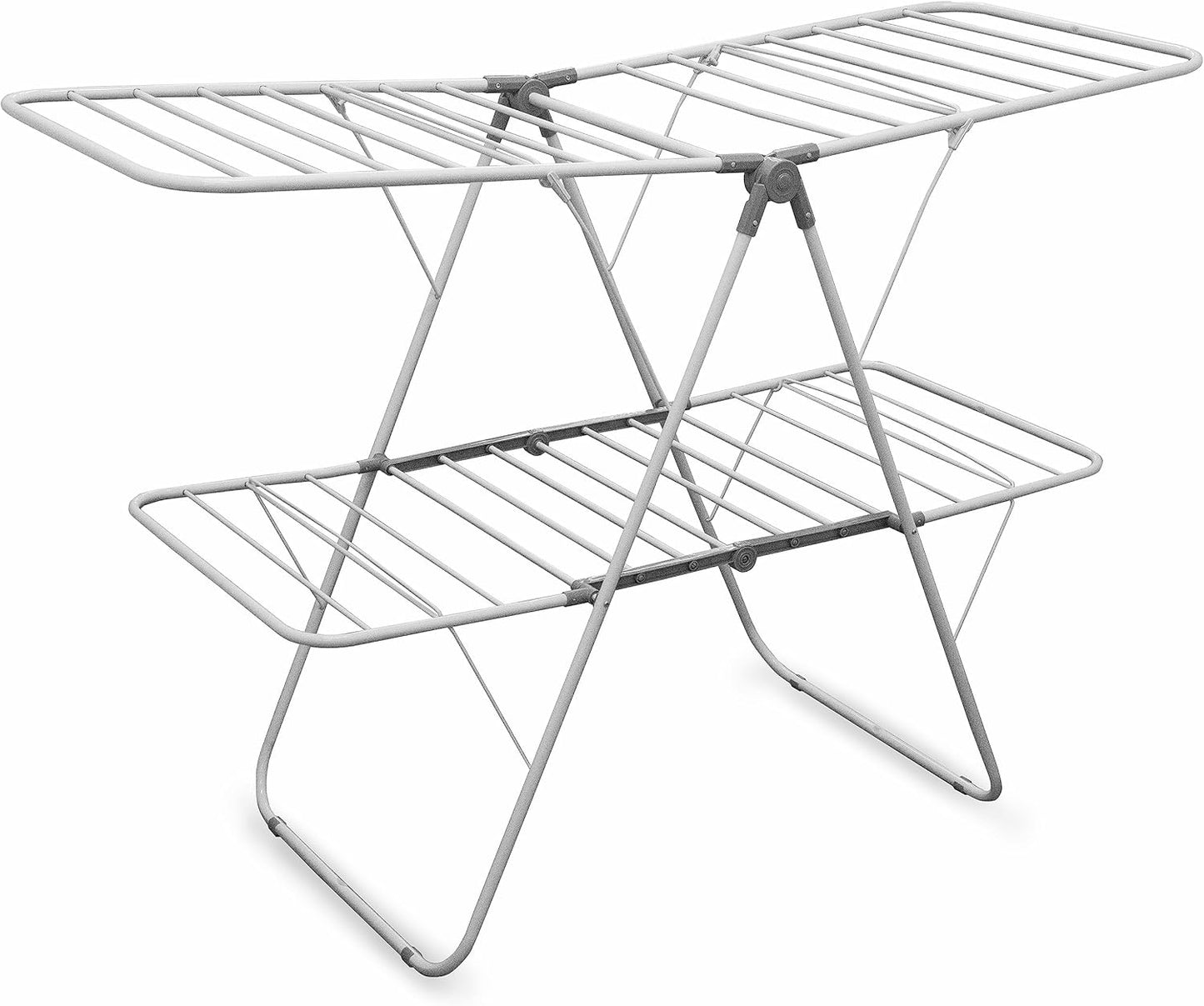 Brookstone – Extra Large – Double Spaced - 2 Tier Collapsible Clothes Drying Rack, Indoor/Outdoor Folding Hanging Garment Stand [NO Assembly - Ready Out of The Box] - NestledHome