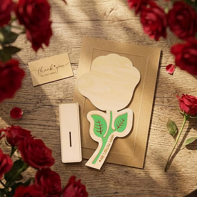 Happy DIY Keepsake Plaque, Mother Day Decorations, Best mom Ever Gifts, DIY from Kids, Gifts for mom Birthday Decor, Wooden Flower Handprint Sign Family Craft Keepsake