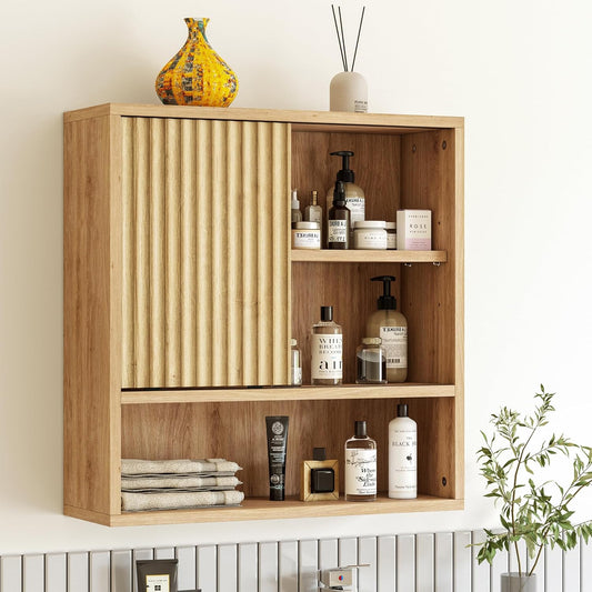 Bathroom Wall Cabinet Above Toilet Storage，Wall Mounted Storage with Adjustable Shelves, Space-Saving Modern Design for Bathroom & Laundry Room, Kitchen, Dining Room, Living Room - NestledHome