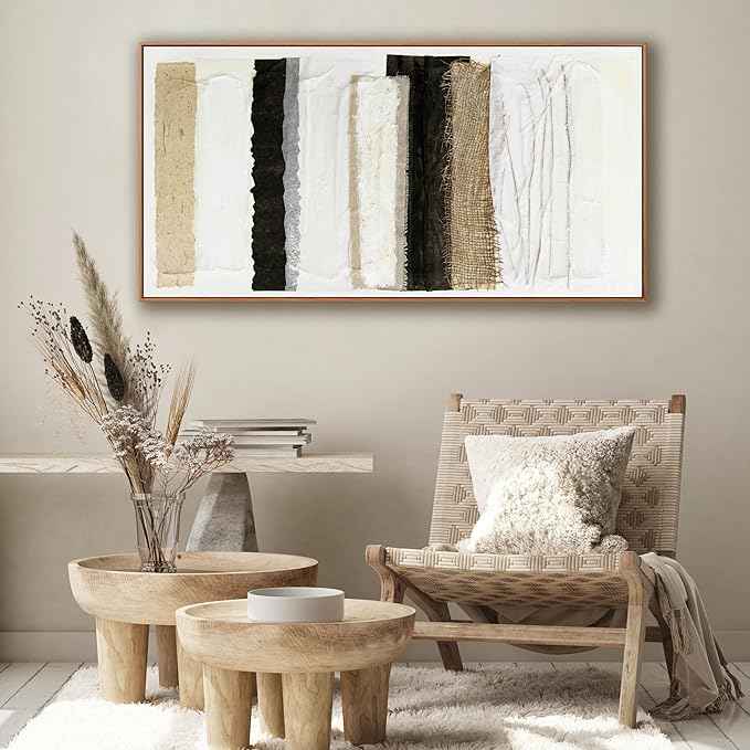 Abstract Canvas Wall Art Decor Maximalist Home paintings Decor Wall Art Prints Modern Framed Wall Decorations Multicolor Overlapping Strips Artwork 20×40 inch for Living Room Wall Bedroom Kitchen Office Decor