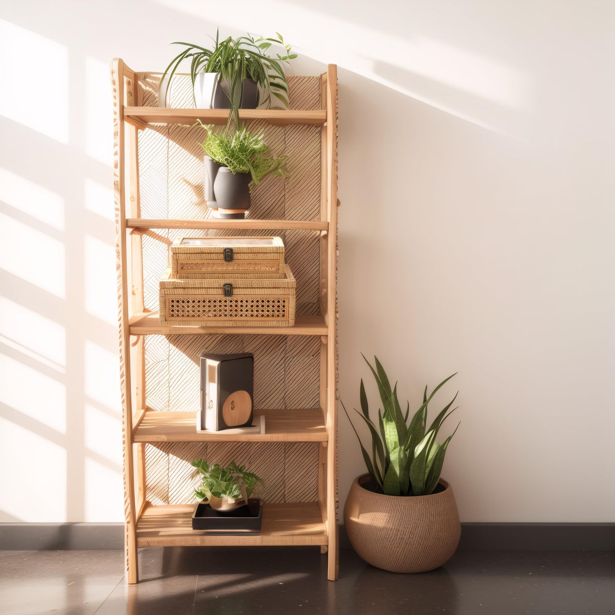 Rattan and Cane Stacking Boxes with Glass Top Lid