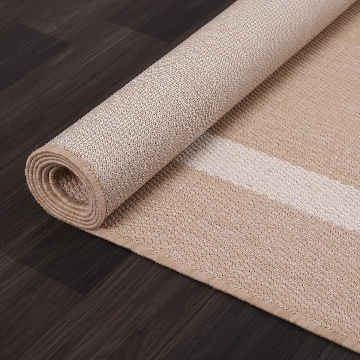 Bordered Outdoor Rug 6x9 Washable Outside Carpet for Indoor Patio Porch Waterproof Easy Cleaning Non Shedding Area Rugs Beige 6 x 9
