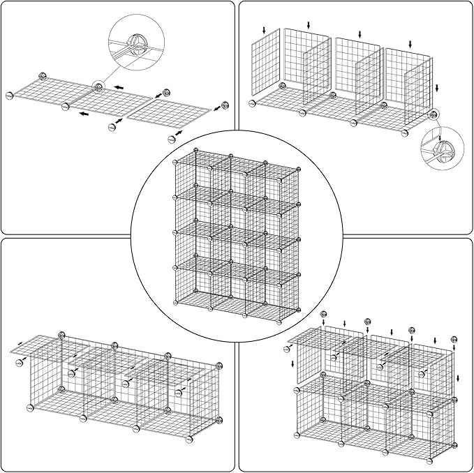 C&AHOME Wire Cube Storage, 12 - Cube Organizer Metal C Grids, Modular Shelves Units, Closet Organizer, Ideal for Home, Office, Living Room, 36.6”L x 12.4”W 48.4”H, Silver Gray UWCS3012G